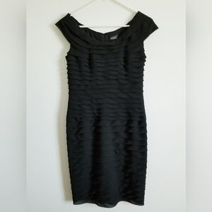 Adrianna Papell Black Pleated Sheath Dress Size 10